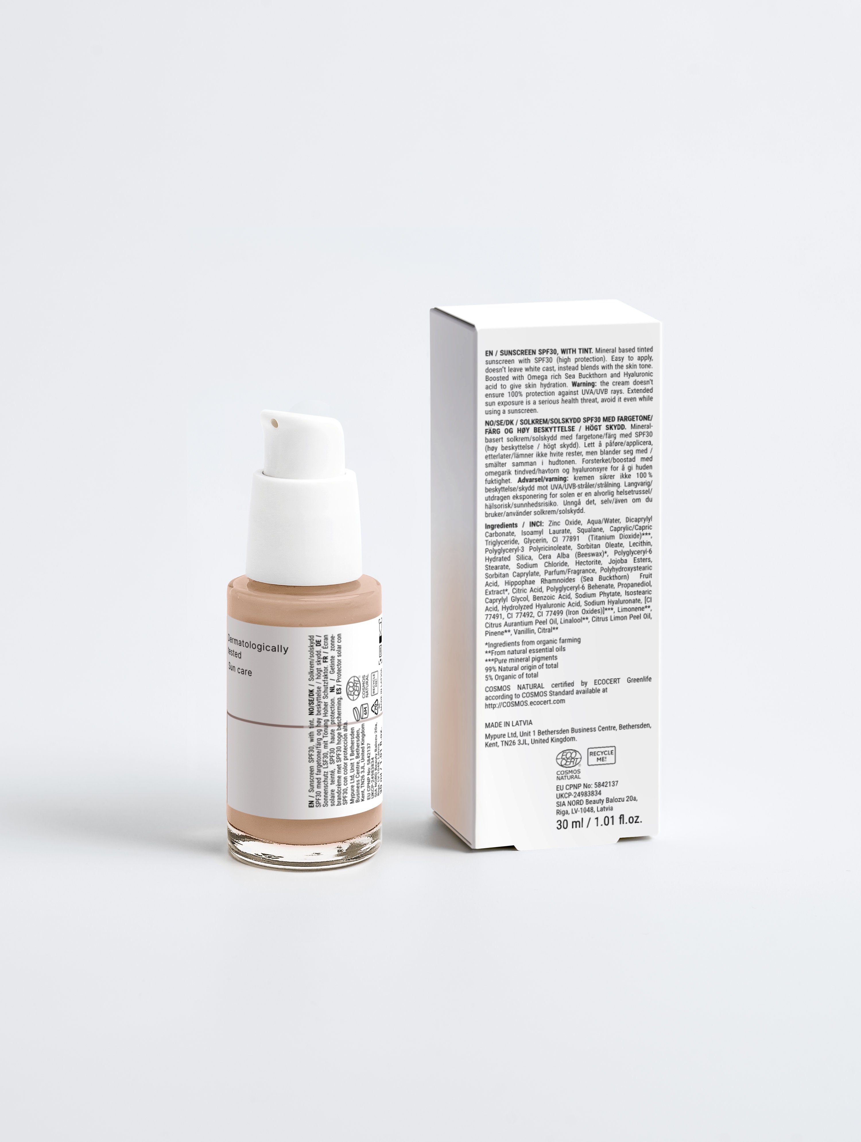 Sunscreen SPF30, with tint
